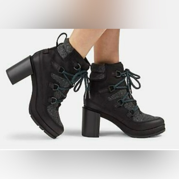 Sorel Shoes - NIB SOREL Perfect Pairs Blake Waterproof Bootie Black Leather, blue/black laces